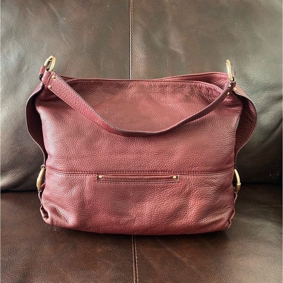 Michael Kors Maroon Leather Belted Hobo Large Shoulder Bag - Picture 2 of 5